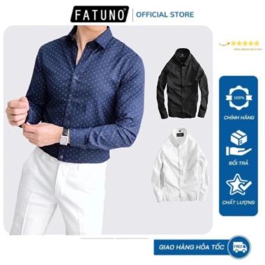 Áo sơ mi công sở chấm bi dài tay slimfit co giãn nhẹ, cao cấp Hàn Quốc - 179k