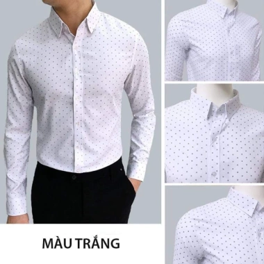 Áo sơ mi công sở chấm bi dài tay slimfit co giãn nhẹ, cao cấp Hàn Quốc - 179k