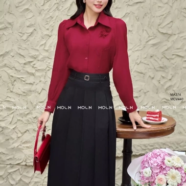Áo sơ mi công sở dài tay cổ nơ chất tơ Ruby - thiết kế basic MA374, 259k 6
