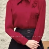 Áo sơ mi công sở dài tay cổ nơ chất tơ Ruby - thiết kế basic MA374, 259k 7