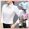 Áo sơ mi công sở dài tay cổ ve màu trơn, vừa vặn, sang trọng cho nữ - Giá chỉ 131k