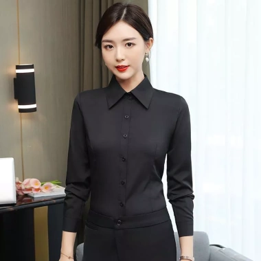 Áo sơ mi công sở dài tay cổ ve màu trơn, vừa vặn, sang trọng cho nữ - Giá chỉ 131k 3