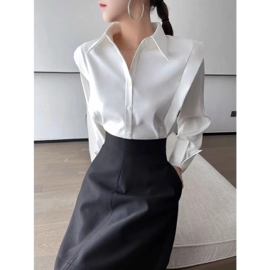 Áo sơ mi công sở HANAA lụa cổ đức tay lật bèo vai H175 179.000đ, đi làm & đi chơi 3 Áo sơ mi công sở HANAA lụa cổ đức tay lật bèo vai H175 179.000đ, đi làm & đi chơi 3
