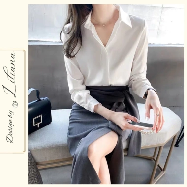 Áo Sơ Mi Công Sở Lụa Trơn Basic Sang Trọng Thiết Kế Liliana Clothes Giá 350k
