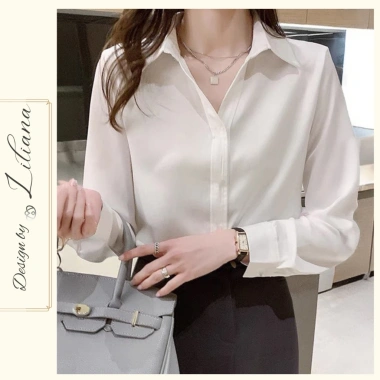 Áo Sơ Mi Công Sở Lụa Trơn Basic Sang Trọng Thiết Kế Liliana Clothes Giá 350k