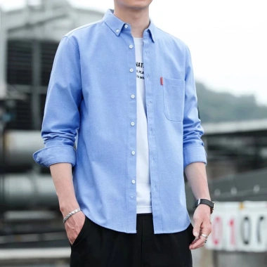Áo sơ mi công sở nam 6 màu Oxford không sắt, mỏng retro, dài tay, M‑5XL, màu trơn mùa xuân 4