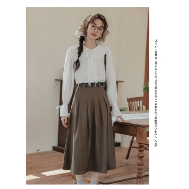 Áo Sơ Mi Công Sở Nữ Dài Tay Trắng Cổ Đức Nẹp Giấu Khuy - Basic trẻ trung AA543