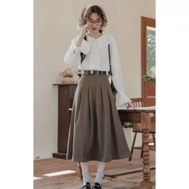 Áo Sơ Mi Công Sở Nữ Dài Tay Trắng Cổ Đức Nẹp Giấu Khuy - Basic trẻ trung AA543