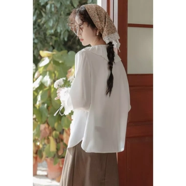 Áo Sơ Mi Công Sở Nữ Dài Tay Trắng Cổ Đức Nẹp Giấu Khuy - Basic trẻ trung AA543