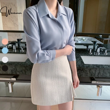 Áo Sơ Mi Công Sở Nữ Kiểu Hàn Quốc Tay Dài Lụa Cao Cấp Thoáng Mát - Giá 195k