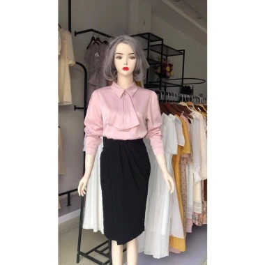 Áo sơ mi công sở nữ lụa Bảo Khánh - Cổ đức, nơ, xếp ly, đính cúc, chỉ 178.000₫ 7