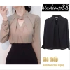 Áo sơ mi công sở nữ lụa tay bồng dài, cổ xoắn sang trọng, giảm giá 19.560₫