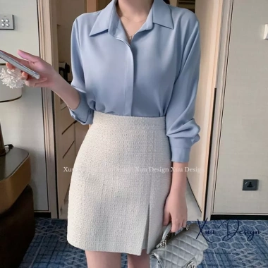 Áo Sơ Mi Công Sở Nữ Tay Dài Lụa Cao Cấp Dáng Suông Dễ Mix Đồ - Che Khuyết Điểm 195k 7