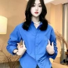 Áo sơ mi công sở xanh côban chiết eo, thời trang đi làm và đi chơi, chỉ 119.000₫ 5