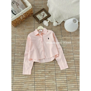 Áo sơ mi croptop thêu ngựa Basic chất thô mịn - Phù hợp học, làm, dạo phố, giá 280k 2