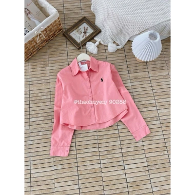 Áo sơ mi croptop thêu ngựa Basic chất thô mịn - Phù hợp học, làm, dạo phố, giá 280k 4