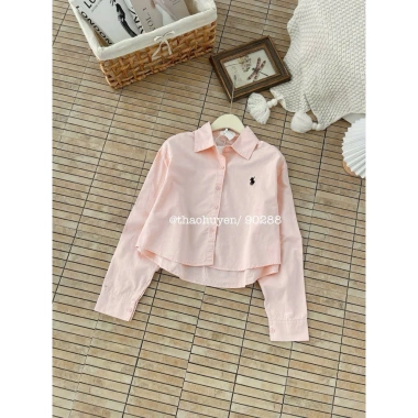 Áo sơ mi croptop thêu ngựa Basic chất thô mịn - Phù hợp học, làm, dạo phố, giá 280k 6
