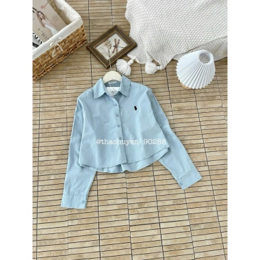 Áo sơ mi croptop thêu ngựa Basic chất thô mịn - Phù hợp học, làm, dạo phố, giá 280k 7