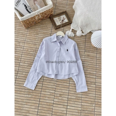 Áo sơ mi croptop thêu ngựa Basic chất thô mịn - Phù hợp học, làm, dạo phố, giá 280k 10