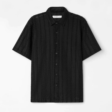 Áo sơ mi Cuban shirt nam tay ngắn LADOS-8.148 dệt lưới co giãn, thấm hút, form Hàn thời trang 162k