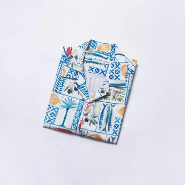 Áo sơ mi Cuban tay ngắn họa tiết biển, form rộng, lụa thoáng mát, năng động – 162k