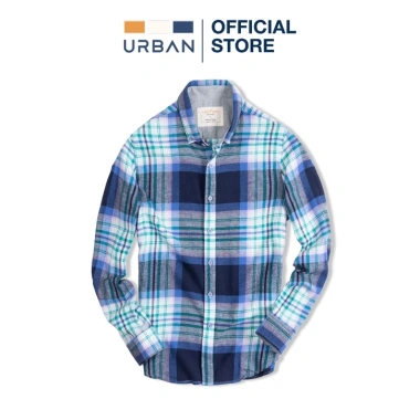 Áo sơ mi dạ kẻ nam URBAN 100% cotton mềm mịn, đứng phom, giảm còn 299.000₫