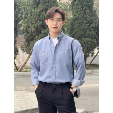 Áo Sơ Mi Dài Tay 2 Túi HB Denim Cao Cấp, Phong Cách Hàn Quốc SM12 - Giá 219.000₫