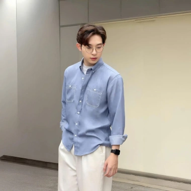 Áo Sơ Mi Dài Tay 2 Túi HB Denim Cao Cấp, Phong Cách Hàn Quốc SM12 - Giá 219.000₫
