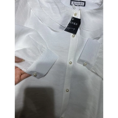 Áo sơ mi dài tay cúc ngọc tơ xước, cổ sen 2 lá, hàng 2 lớp - công sở nữ giá 199k