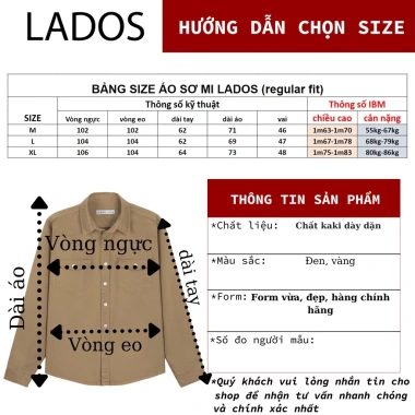 Áo sơ mi dài tay kaki nam 2 túi Hàn dày dặn LADOS-8.106 chính hãng thời trang