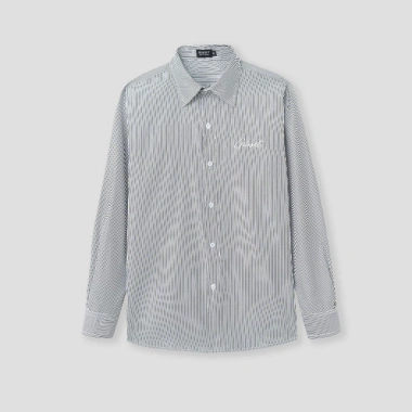 Áo sơ mi dài tay kẻ sọc nam nữ Hàn Quốc Oxford cotton thêu ngực – Giá 149.000₫ 5