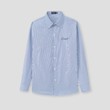Áo sơ mi dài tay kẻ sọc nam nữ Hàn Quốc Oxford cotton thêu ngực – Giá 149.000₫ 6