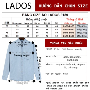 Áo sơ mi dài tay nam denim LADOS-8.159 mềm mịn, đứng form, chỉ 272k - trẻ trung thời trang