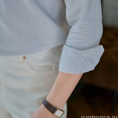 Áo sơ mi dài tay nam THE D kẻ sọc pastel oxford cao cấp giảm giá 350k