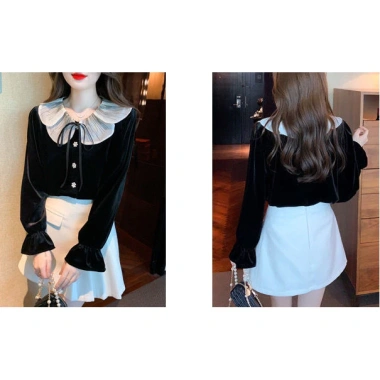 Áo sơ mi dài tay nhung ren cổ Búp Bê kiểu Pháp Âu cao cấp 2.024 nữ thời trang 8 Áo sơ mi dài tay nhung ren cổ Búp Bê kiểu Pháp Âu cao cấp 2.024 nữ thời trang 8