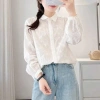 Áo sơ mi dài tay nữ cổ sen vân nổi - Thiết kế đẹp, giá chỉ 320.000 VND
