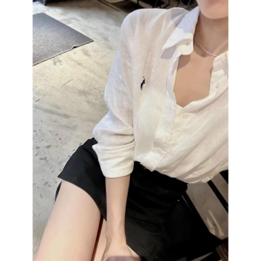 Áo sơ mi dài tay thêu nữ dễ phối đi làm thời trang Hàn Quốc mẫu mới mùa xuân hè
