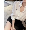 Áo sơ mi dài tay thêu nữ dễ phối đi làm thời trang Hàn Quốc mẫu mới mùa xuân hè 5