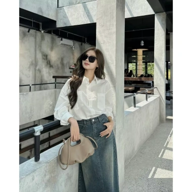 Áo sơ mi dài tay thô mềm Vyva dáng basic, túi ngực, siêu xinh SM01 - giảm giá 20% 6