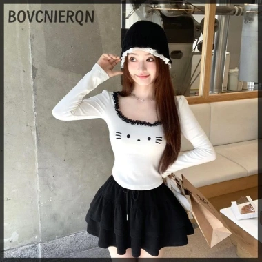 Áo sơ mi dài tay thun ren cổ O ngọt ngào cho nữ, có lót ngực, giá ưu đãi 194.724₫ 7