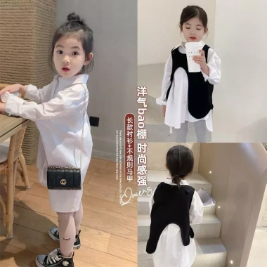 Áo sơ mi dài tay trẻ em phong cách mới và áo vest độc đáo, mùa xuân thu, giảm giá 225.714₫ 3