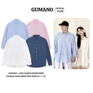Áo sơ mi dài tay unisex Hàn Quốc Oxford cotton, form rộng, 4 màu Trắng Hồng Xanh Navy - Giá ưu đãi 138.600₫