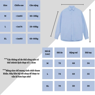 Áo sơ mi dài tay unisex Hàn Quốc Oxford cotton, form rộng, 4 màu Trắng Hồng Xanh Navy - Giá ưu đãi 138.600₫