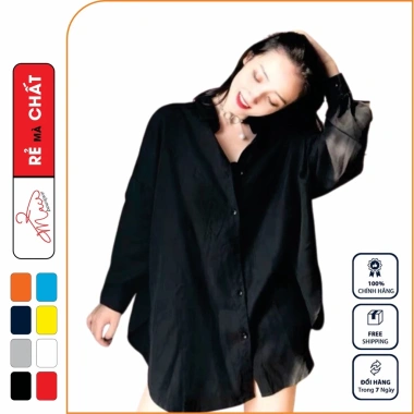 Áo sơ mi dáng rộng unisex dài tay trắng đen cotton lụa - Giá ưu đãi 120k MACboutique 4 Áo sơ mi dáng rộng unisex dài tay trắng đen cotton lụa - Giá ưu đãi 120k MACboutique 4