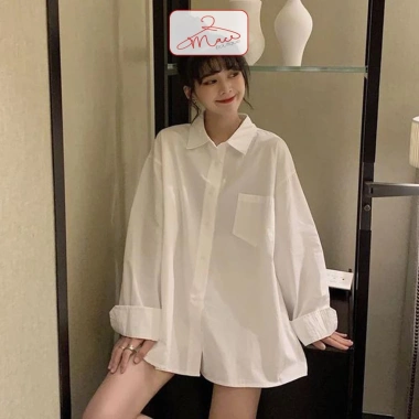 Áo sơ mi dáng rộng unisex dài tay trắng đen cotton lụa - Giá ưu đãi 120k MACboutique 8 Áo sơ mi dáng rộng unisex dài tay trắng đen cotton lụa - Giá ưu đãi 120k MACboutique 8