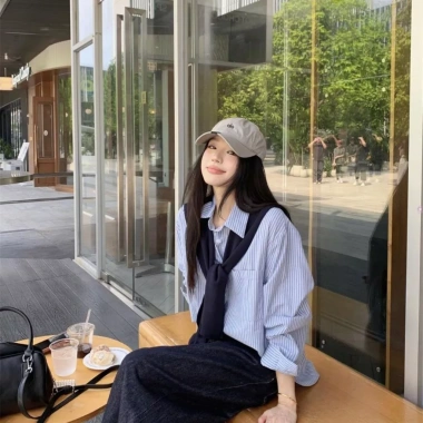 Áo Sơ Mi Đậu Bigsize Dài Tay Kẻ Sọc Vải Lụa Mềm Mát Khăn Thủy Thủ Chất Tăm SM49+A195 Giá 63.000 VND 3