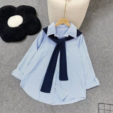 Áo Sơ Mi Đậu Bigsize Dài Tay Kẻ Sọc Vải Lụa Mềm Mát Khăn Thủy Thủ Chất Tăm SM49+A195 Giá 63.000 VND 4