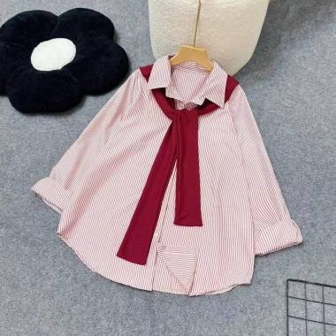 Áo Sơ Mi Đậu Bigsize Dài Tay Kẻ Sọc Vải Lụa Mềm Mát Khăn Thủy Thủ Chất Tăm SM49+A195 Giá 63.000 VND 6