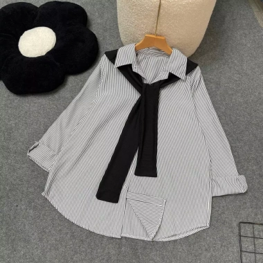 Áo Sơ Mi Đậu Bigsize Dài Tay Kẻ Sọc Vải Lụa Mềm Mát Khăn Thủy Thủ Chất Tăm SM49+A195 Giá 63.000 VND 7
