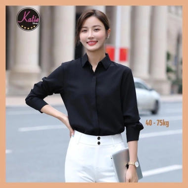Áo sơ mi đen nữ KATIE cotton thoáng mát không nhăn, tay dài và tay ngắn, giá 209.900₫ 3
